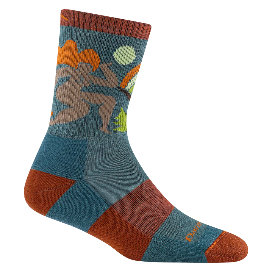 Trailblazer Micro Crew Lightweight With Cushion by Darn Tough in blue and rust with cushioned knit, ideal for women embracing nature and outdoor use