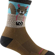 Critter Club Micro Crew Lightweight w/ Cushion Hiking Sock - Women by Darn Tough in brown with forest animal design, cushioned for casual hiking comfort