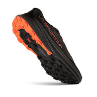 Prodigio - Men by La Sportiva in black and orange with XFlow™ foam, lightweight trail running shoe for cushioning and stability outdoors