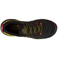 Akasha II - Men by La Sportiva in black and yellow, cushioned, responsive trail shoe with durable outsole for technical terrain and high mileage running