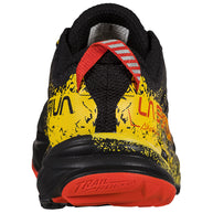 Akasha II - Men by La Sportiva in black, yellow and red trail shoe with cushion, responsiveness and traction for technical terrain running