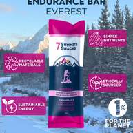 Everest Dark Chocolate Endurance Bar (30g) by 7 Summit Snacks in dark brown and pink with ethically sourced chocolate and added electrolytes for endurance