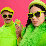 Born To Be Envied by Goodr lime green Pop G sunglasses with black lenses, edgy sun protection for bold outdoor style