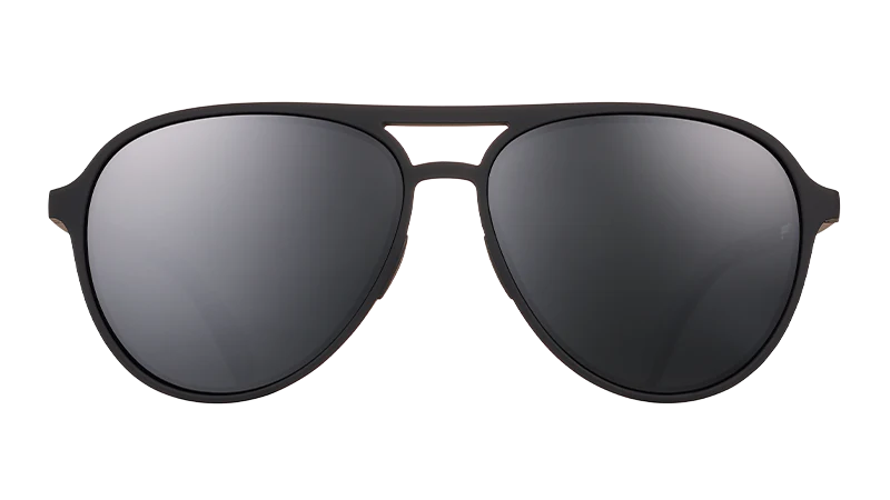Operation Blackout by Goodr, all black Mach G aviator sunglasses with sleek design, ideal for stylish sun protection and outdoor use
