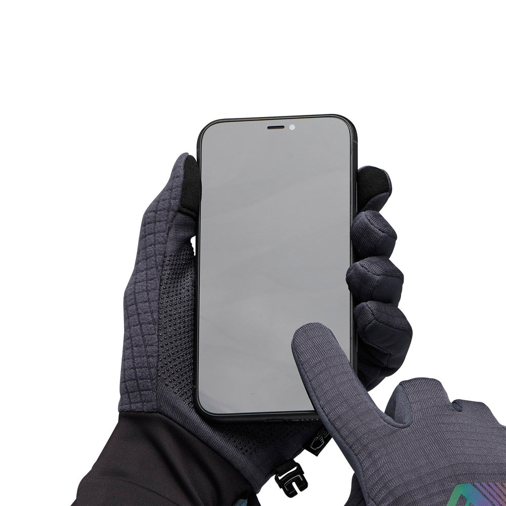 Gridtech Storm Hood Gloves by Black Diamond in dark grey with thermal grid fleece, breathable and moisture-wicking for cold weather use