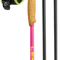 Ultratrail FX ONE by Leki in pink and black with Trail Shark grip-strap system, cork handle, foldable trail running poles for races