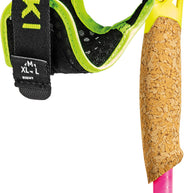 Ultratrail FX ONE Superlite by Leki in yellow and pink with cork grip and lightweight shaft for long high runs and competitions