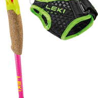Ultratrail FX ONE Superlite by Leki in neon pink and black with green accents, lightweight poles designed for long high running and competitions