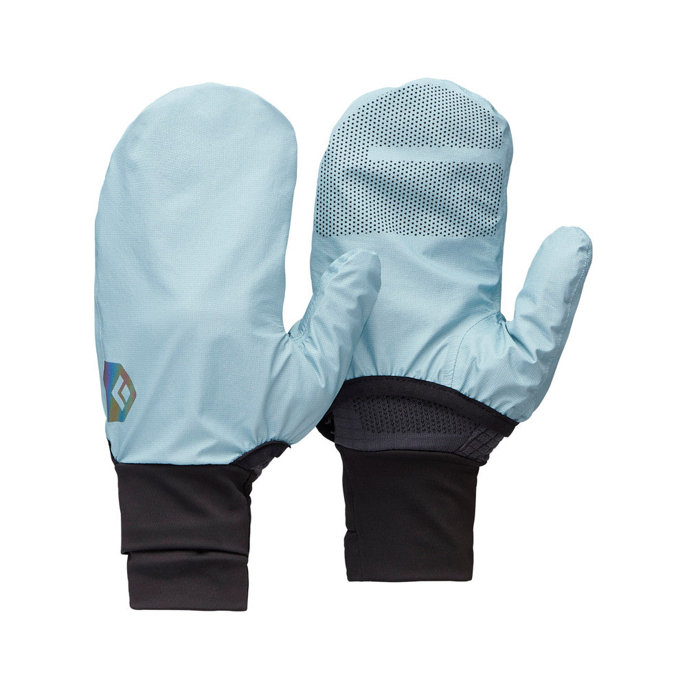 Gridtech Storm Hood Gloves by Black Diamond in light blue and black with thermal grid fleece, breathable, moisture-wicking for cold weather use