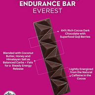 Everest Dark Chocolate Endurance Bar (30g) by 7 Summit Snacks in dark brown with 64% Peruvian chocolate, honey, electrolytes for endurance fuel