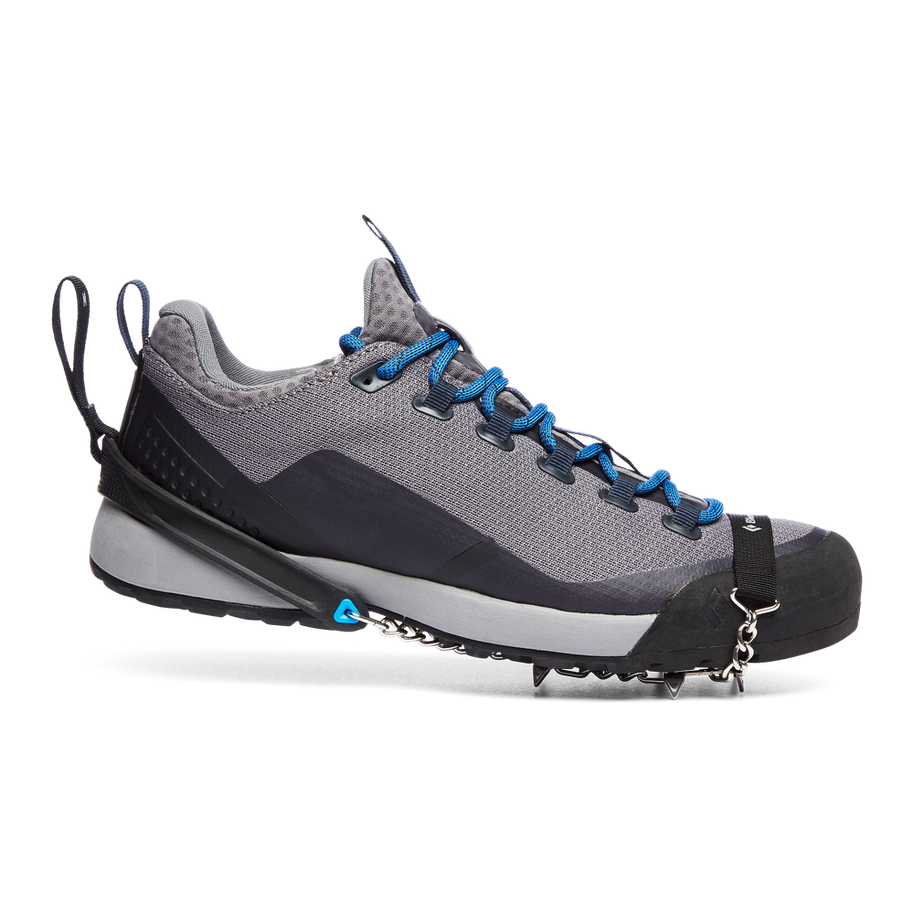 Blitz Spike Traction Device by Black Diamond in black and grey with 6 stainless steel spikes ultralight for fast trail use
