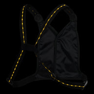 Laser Light Web Vest by Nathan in black with LED thread and reflective web for lightweight, safe visibility during running and low-light use