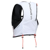Ultra Trail Vest 10L by La Sportiva in white with black, adjustable closure and multiple storage, lightweight for long trail running