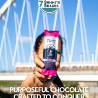 Everest Dark Chocolate Endurance Bar (30g) by 7 Summit Snacks in black and pink with 64% Peruvian chocolate, honey, electrolytes for endurance fuel