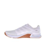 F-Lite Wide - Women by Inov8 in white and tan, flexible versatile cross training shoe for running lifting jumping and climbing