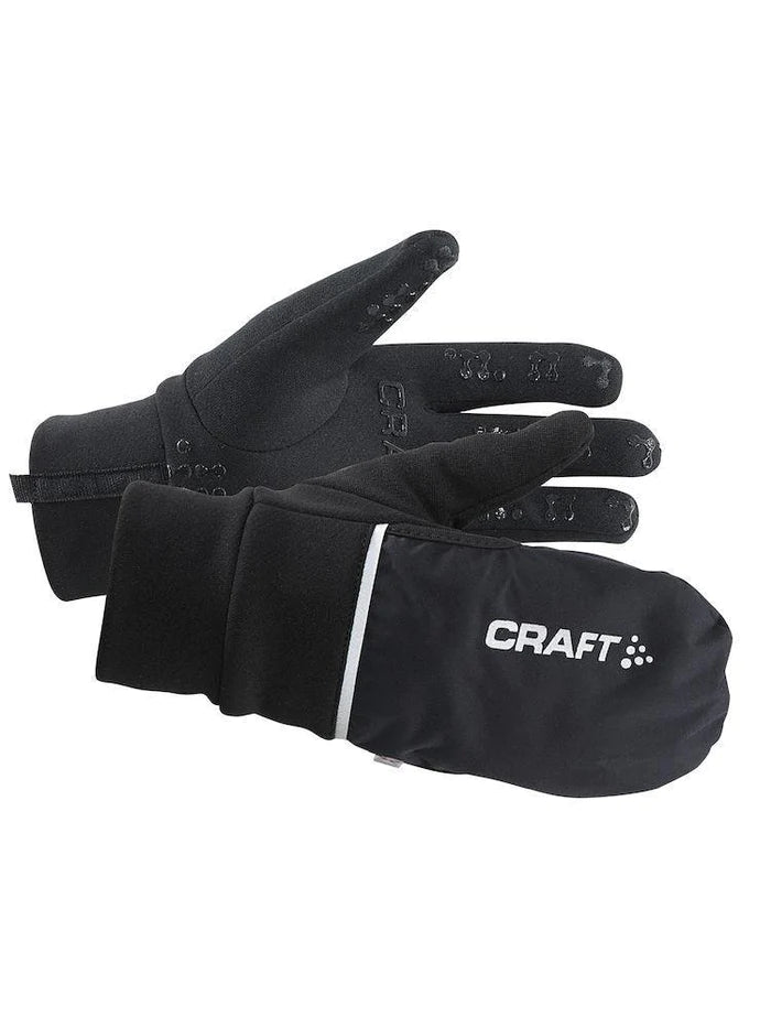 ADV Hybrid Weather Glove by Craft in black, 2-in-1 windproof and waterproof gloves with brushed interior for running and outdoor use