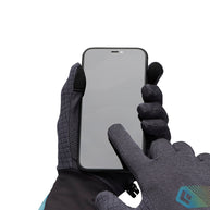 Deploy Wind Hood Gloves by Black Diamond in grey and black with stowable wind hood, touchscreen-compatible for year-round training and cold weather use