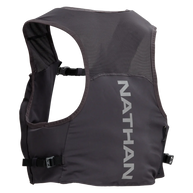 Pinnacle Run Lite Vest by Nathan in black and grey, ultra-light breathable hydration vest for road and trail running training