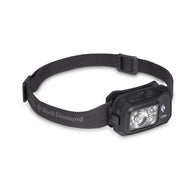 Storm 450 Headlamp by Black Diamond in black, waterproof, dual-fuel, high-lumen headlamp for outdoor running and adventure