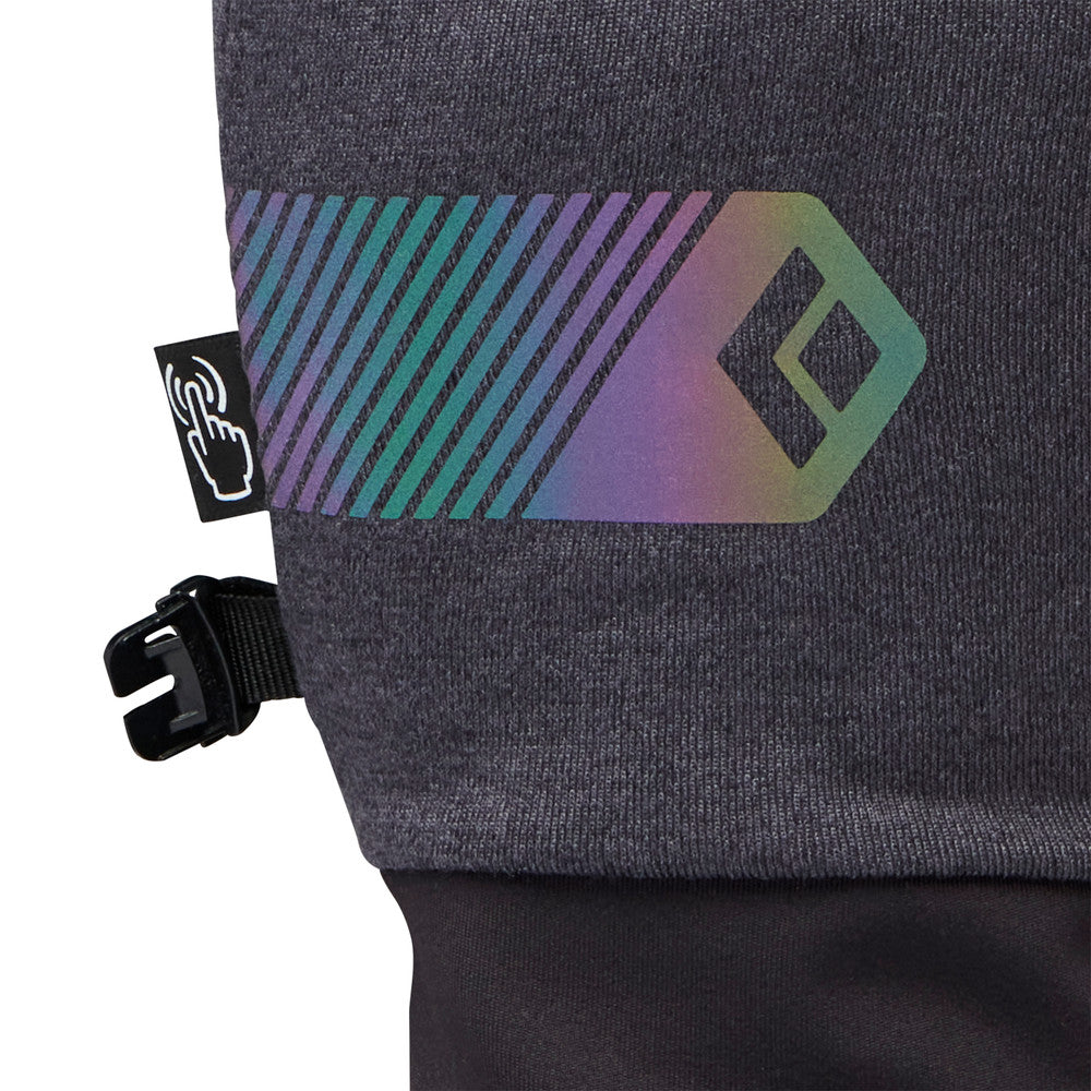 Deploy Gloves by Black Diamond in dark grey with adjustable strap, designed for late-day running and outdoor training use
