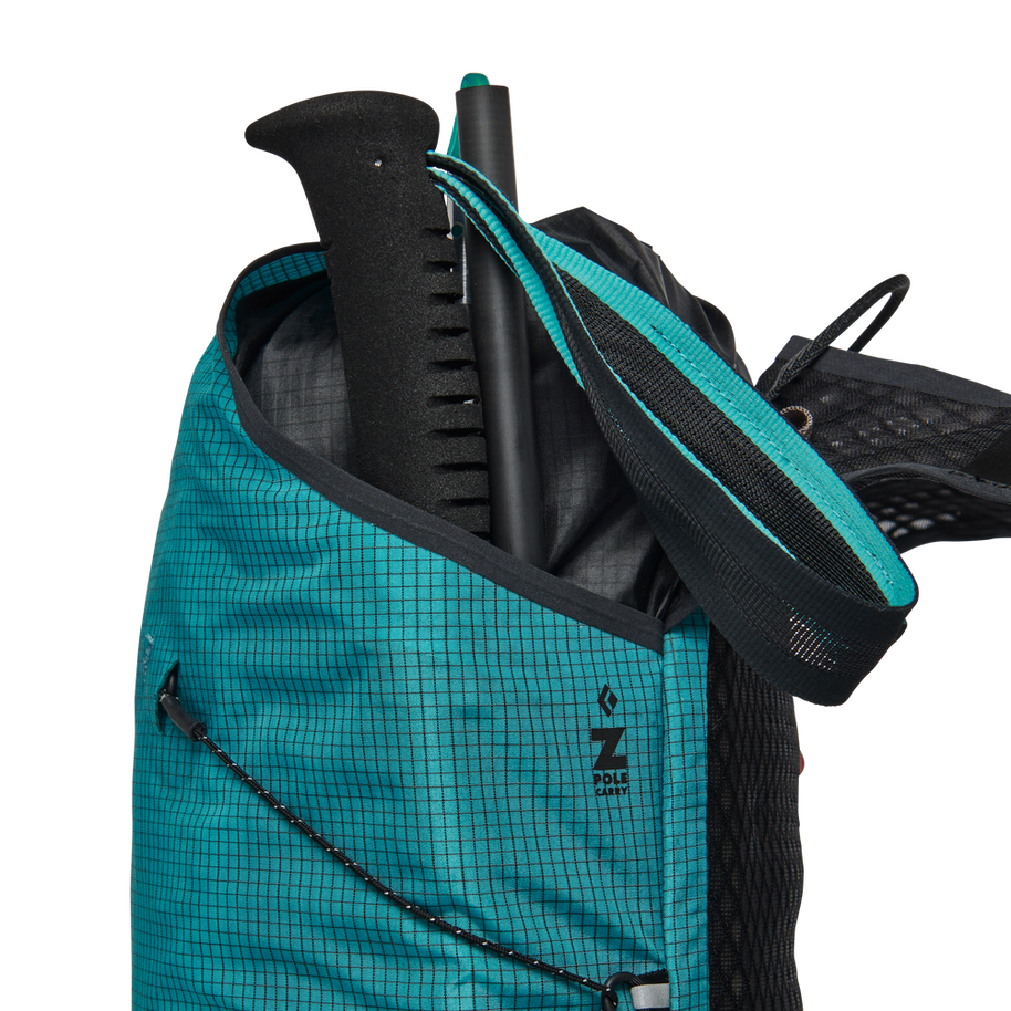 Distance 15 Backpack - Women (Prior Season) by Black Diamond in blue with black accents, hybrid pack for alpine running and scrambling