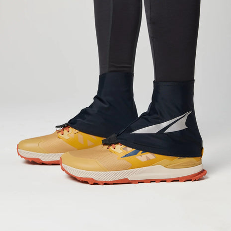 Trail Gaiter by Altra Footwear in black designed for abrasion resistance and breathability to keep shoes clean during trail running