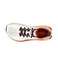 Olympus 6 - Men by Altra Footwear in white and orange trail running shoe with plush cushioning, durable grip, and roomy toe box for all-day comfort