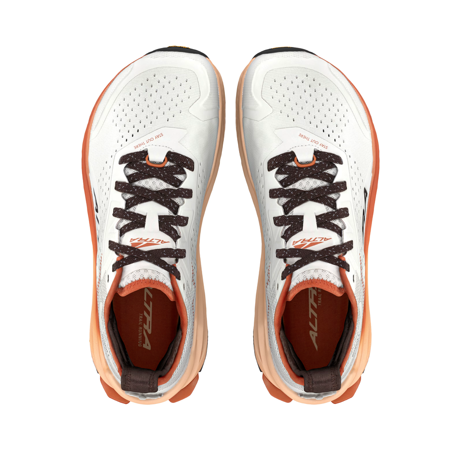 Olympus 6 - Men by Altra Footwear in white and orange, plush trail running shoes with roomiest toe box and durable grip for all-day comfort