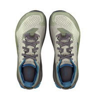 Olympus 6 - Men by Altra Footwear in beige and blue, plush trail runner with max cushioning, durable, roomy toe box for all-day comfort and trail use