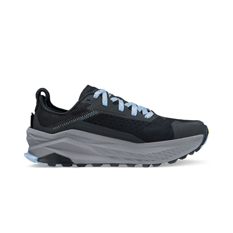 Olympus 6 - Women by Altra Footwear in black and grey, plush trail runner with maximum cushion, durable grip, and roomy toe box for all-day comfort