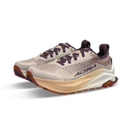 Olympus 6 - Women by Altra Footwear in beige and purple trail shoe with plush cushioning, durable grip, and roomy toe box for all-day comfort