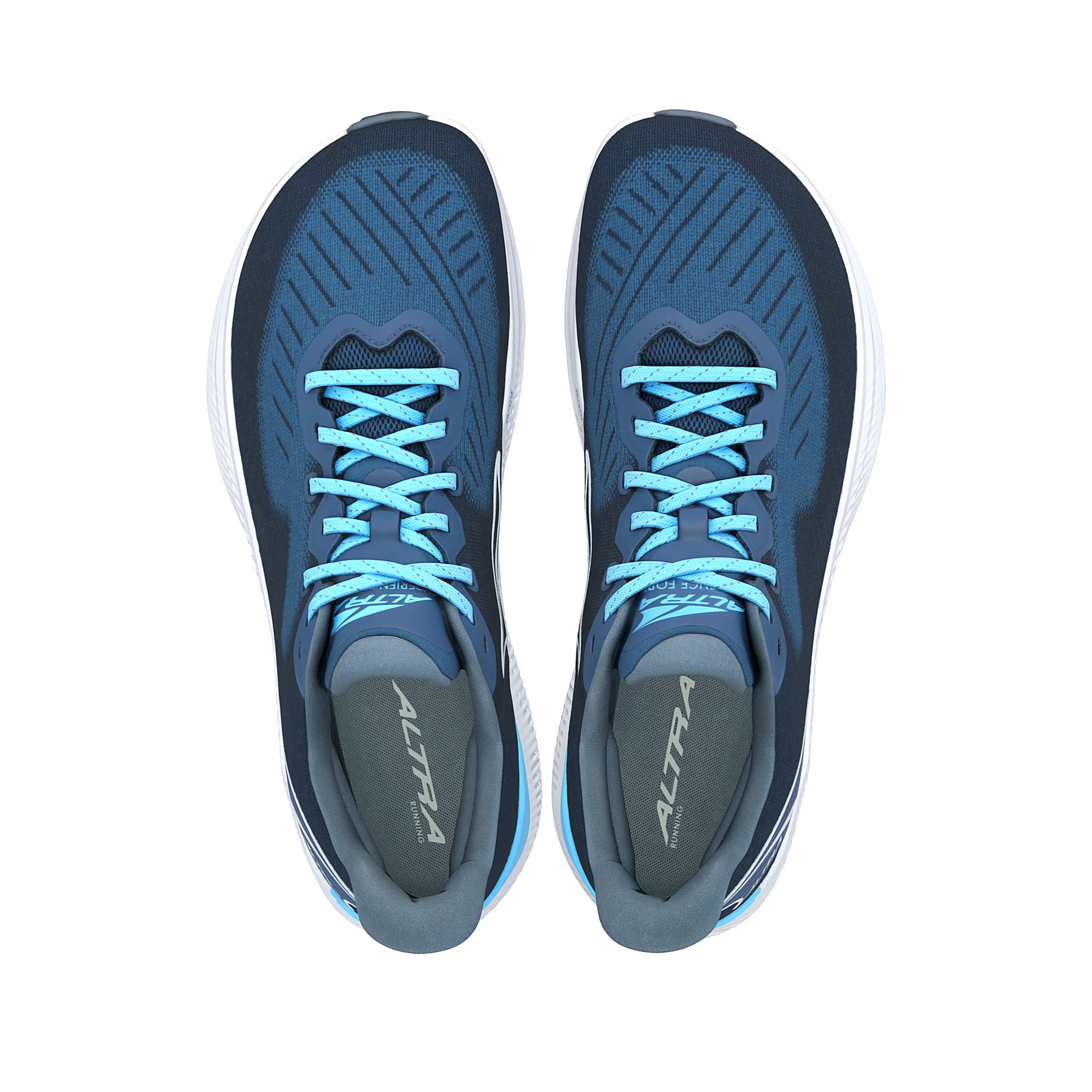 Experience Form - Men by Altra Footwear in dark blue and light blue, lightweight running shoe with 4mm drop and guidance technology for daily training