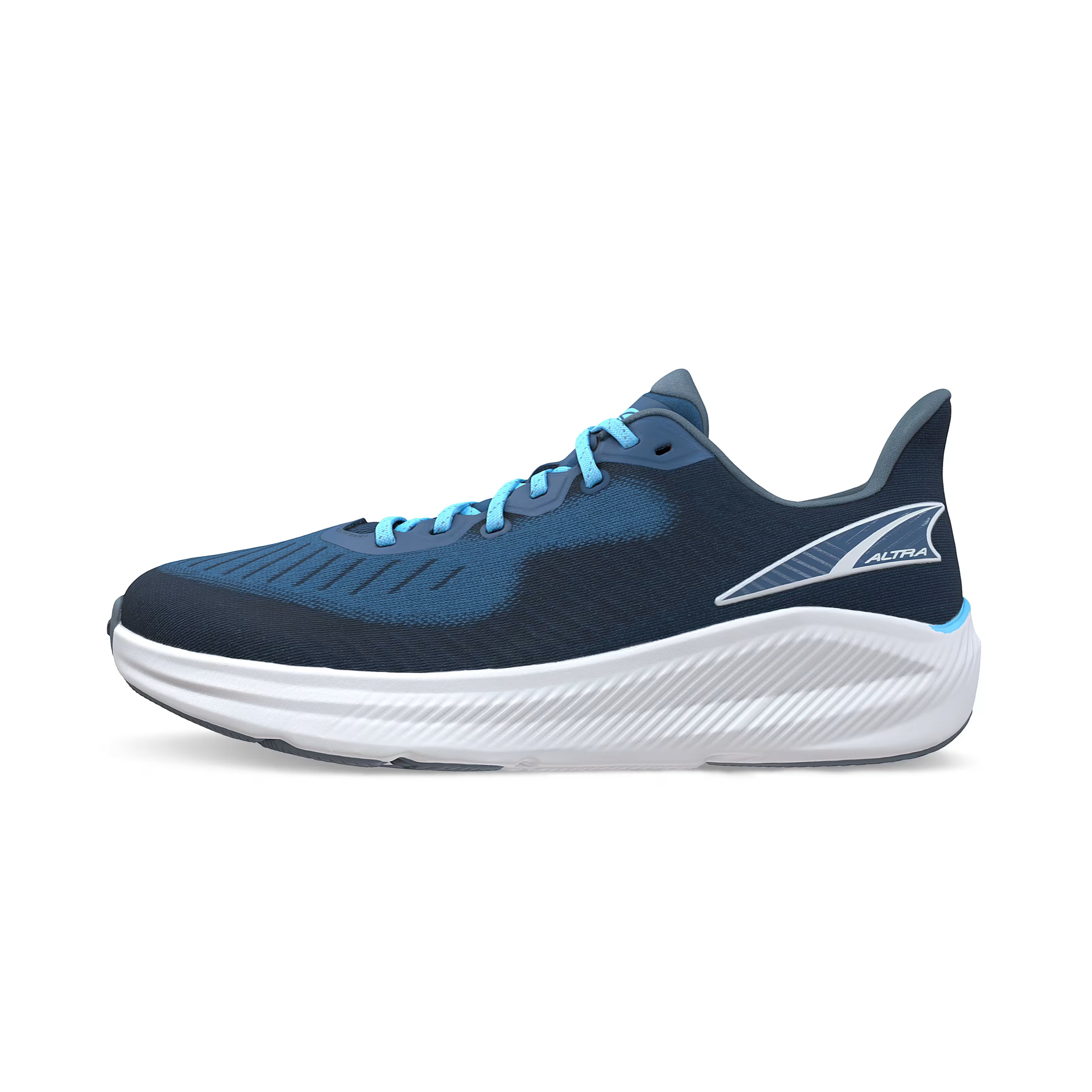 Experience Form - Men by Altra Footwear in navy blue with light blue laces, lightweight road running shoe with 4mm drop and guidance technology