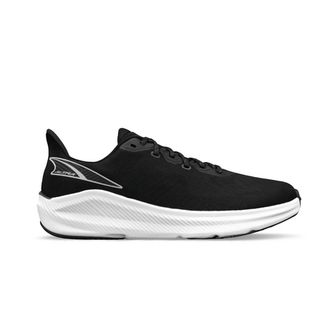Experience Form - Men by Altra Footwear in black with white sole, lightweight road running shoe with 4mm drop and supportive midsole designed for daily workouts