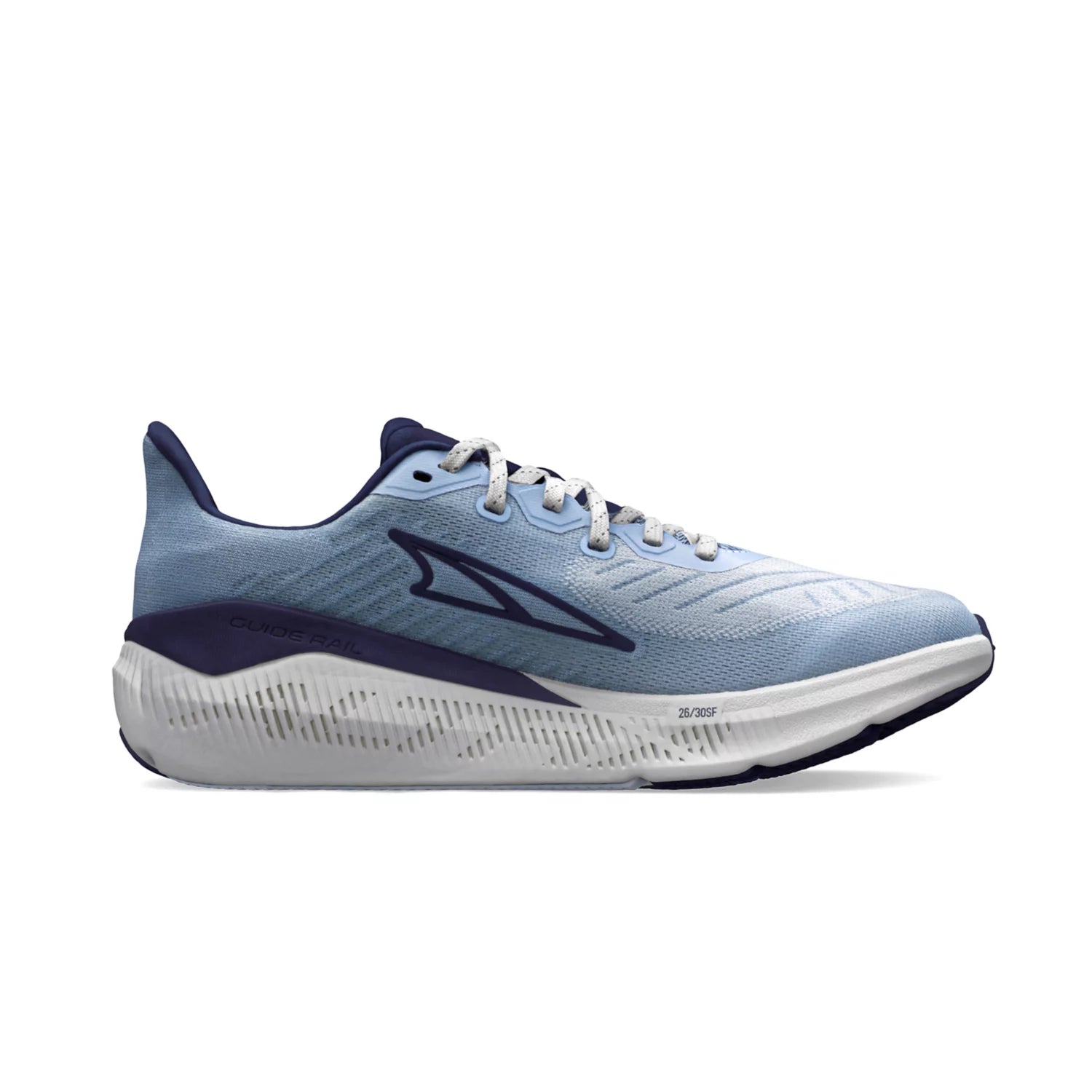 Experience Form - Women by Altra Footwear in light blue and navy, lightweight road running shoe with guidance technology and 4mm drop for daily workouts
