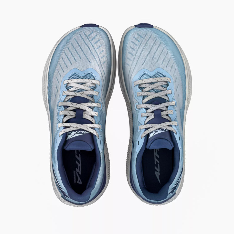 Experience Form - Women by Altra Footwear in light blue and navy with lightweight midsole and 4mm drop for daily running and training mileage