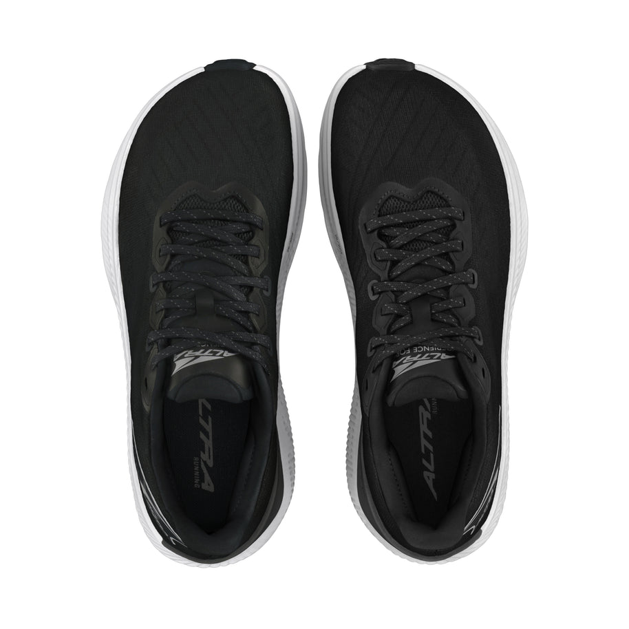 Experience Form - Women by Altra Footwear in black with white midsole, lightweight road running shoe with 4mm drop and guidance technology for daily workouts