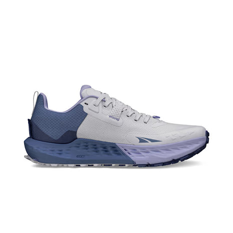 Timp 5 - Women by Altra Footwear in white and blue, high-cushioned trail shoe designed for varied terrain and ultimate outdoor comfort