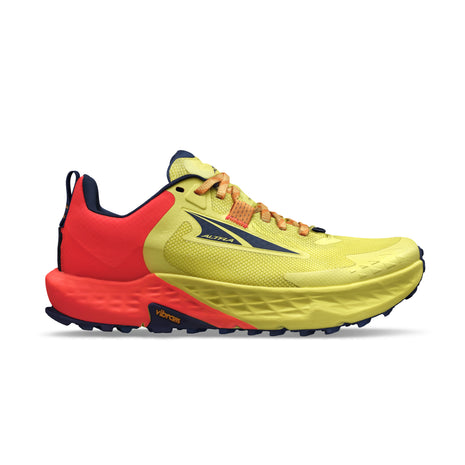 Timp 5 - Women by Altra Footwear in yellow and red with high cushioning and Vibram sole, ideal for trail running and rugged terrain