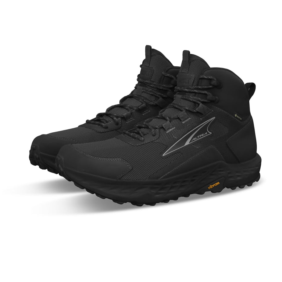 Timp 5 Hiker GTX - Women by Altra Footwear in black, waterproof cushioned hiking boot with grippy sole for wet terrain and outdoor adventures
