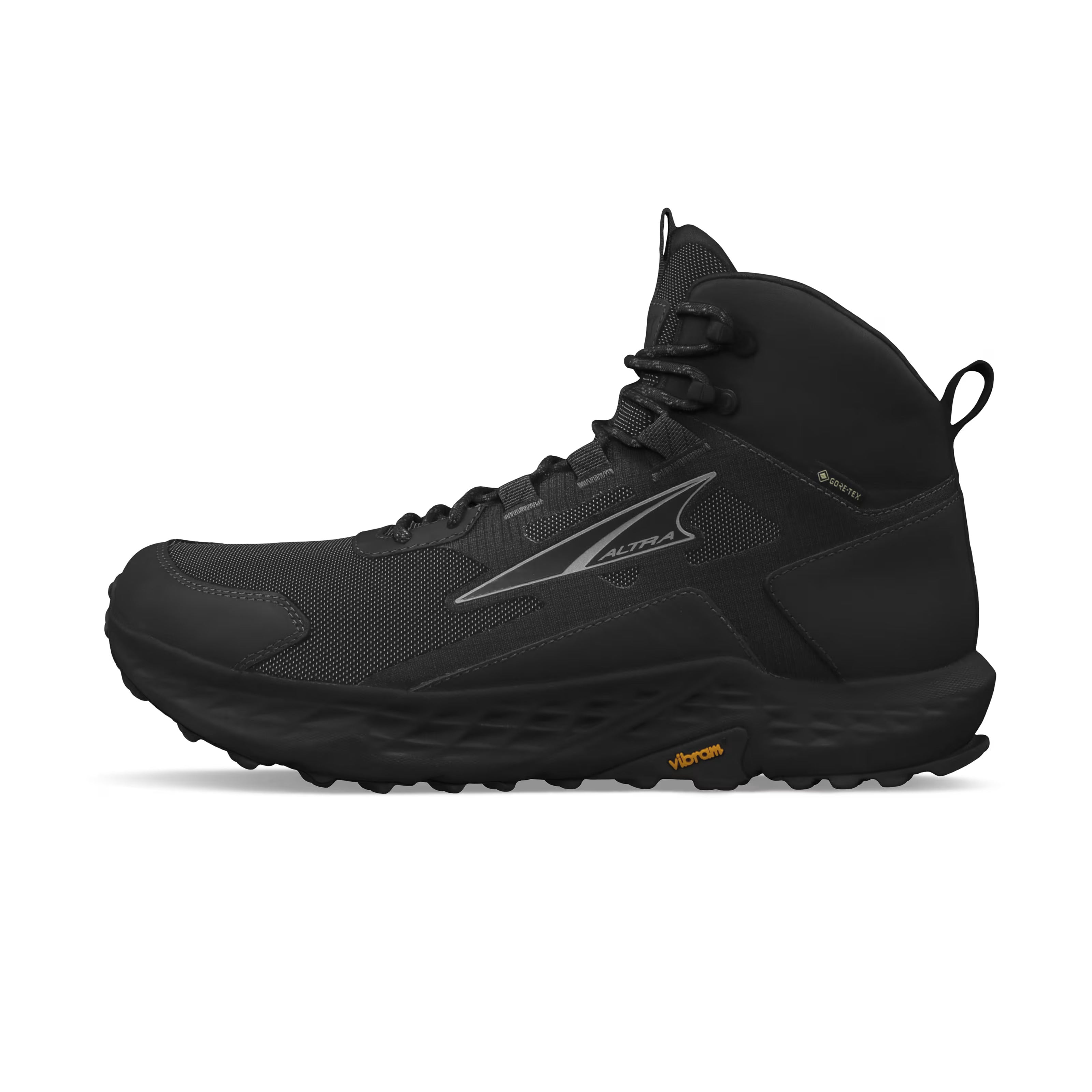 Timp 5 Hiker GTX - Women by Altra Footwear, black waterproof hiking boot with Vibram sole, cushioned and grippy for wet outdoor use