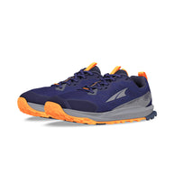 Lone Peak 9 - Men by Altra Footwear in navy blue and orange, lightweight durable trail running shoe with enhanced midsole and grip outsole for rugged use
