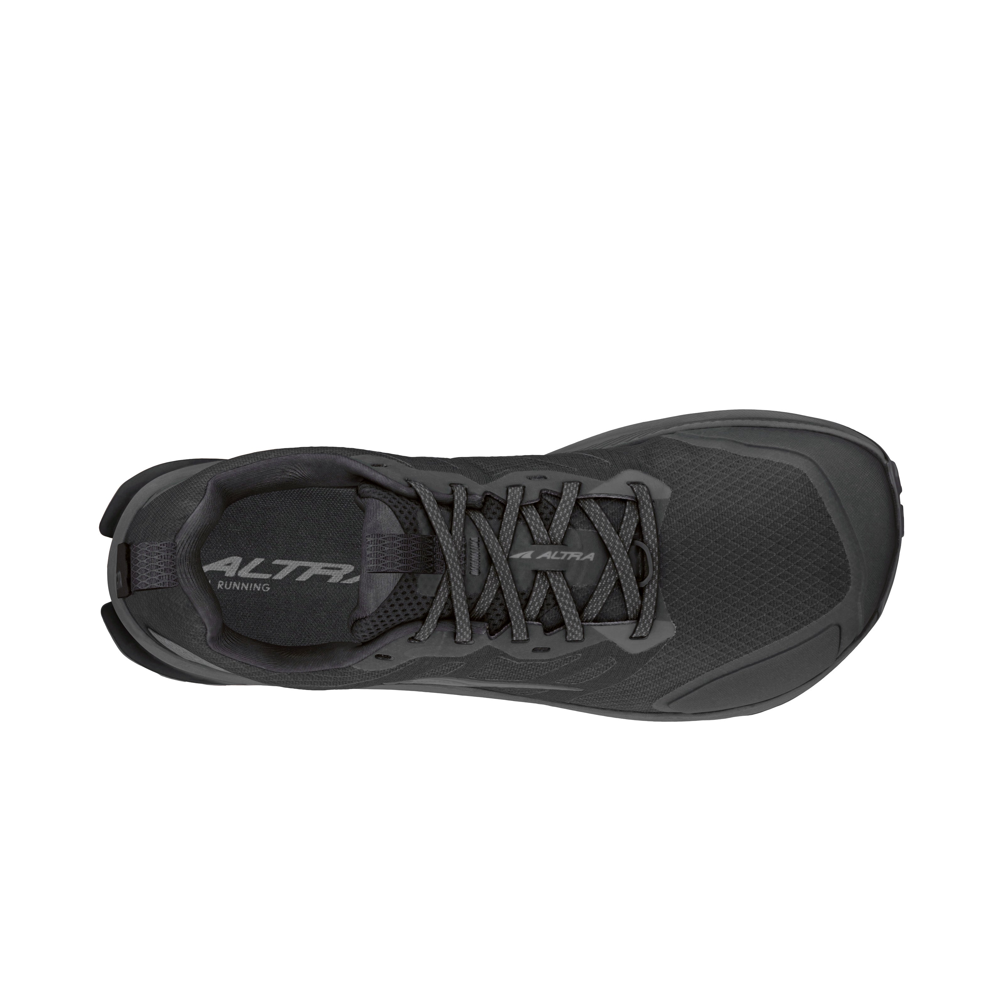 Lone Peak 9 Wide - Men by Altra Footwear in black, durable trail running shoe with improved midsole and outsole for grip and comfort