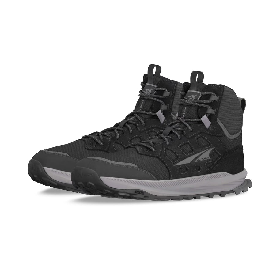 Lone Peak Hiker 3 - Men by Altra Footwear in black and grey, lightweight hiking boot with ankle support and updated upper tooling for rugged outdoor use