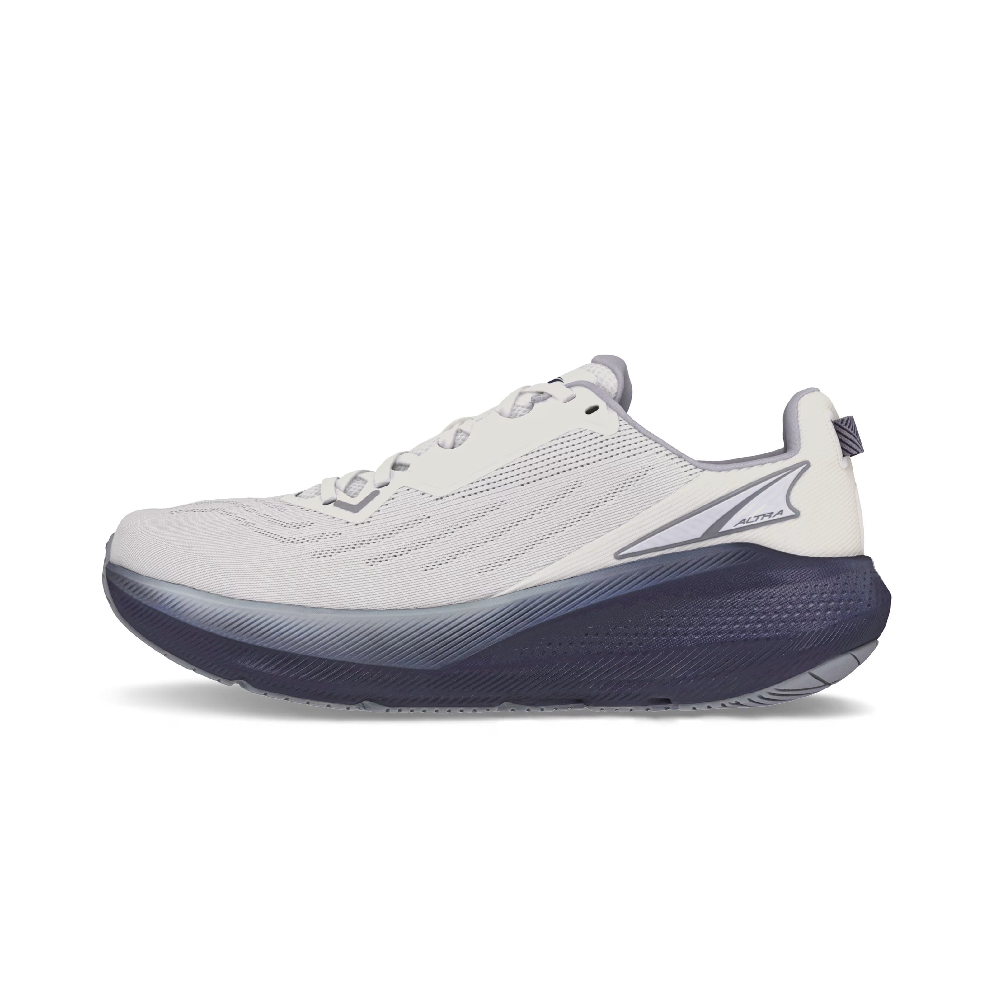 FWD Via - Men by Altra Footwear in white and navy, lightweight road running shoe with nitrogen-infused EGO FLO midsole for responsiveness