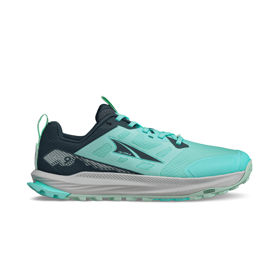Lone Peak 9 - Women by Altra Footwear in teal and navy with durable upper, lightweight midsole, and enhanced outsole grip for trail running.