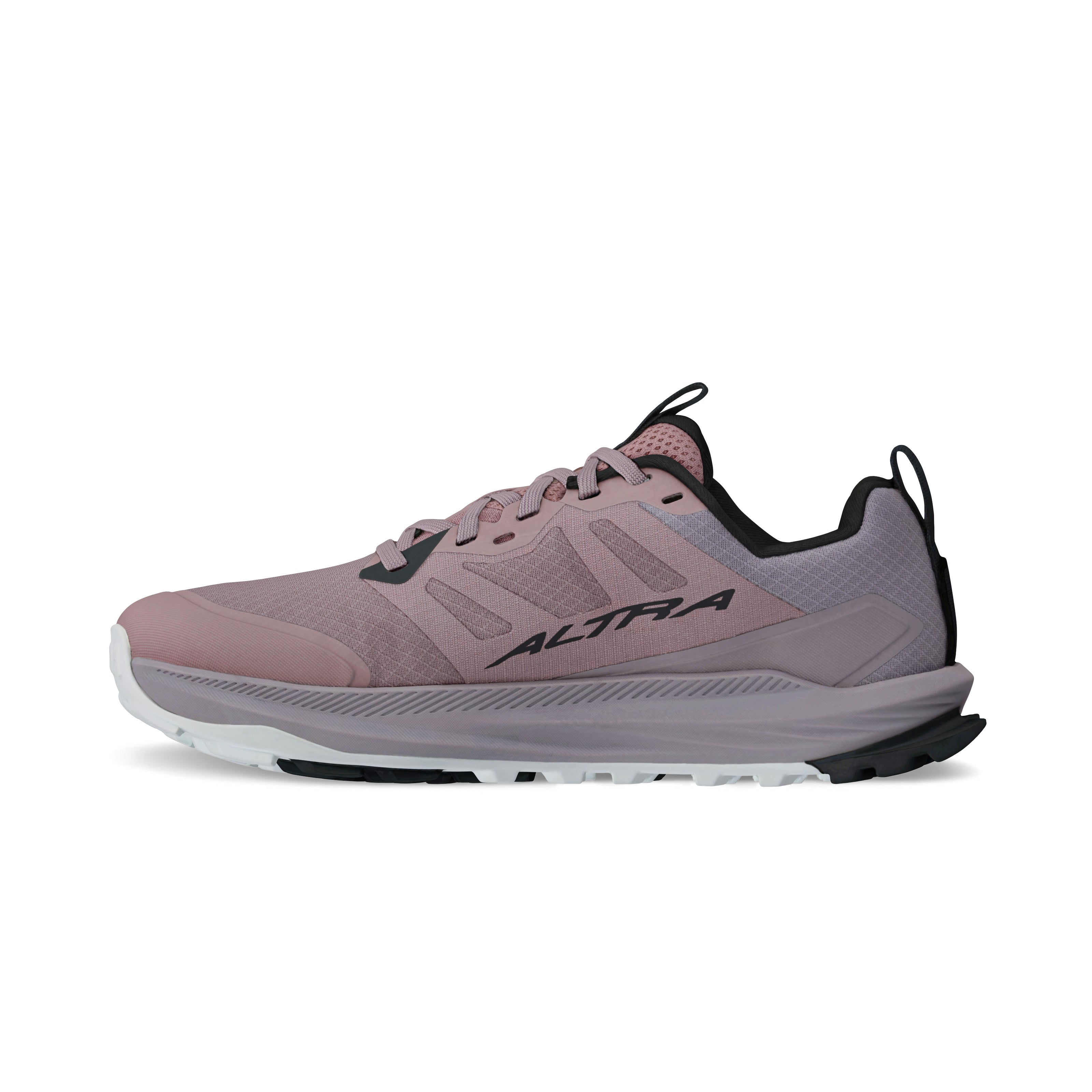 Lone Peak 9 Wide - Women by Altra Footwear in pink and grey with durable outsole, lightweight midsole for trail running and rugged outdoor use