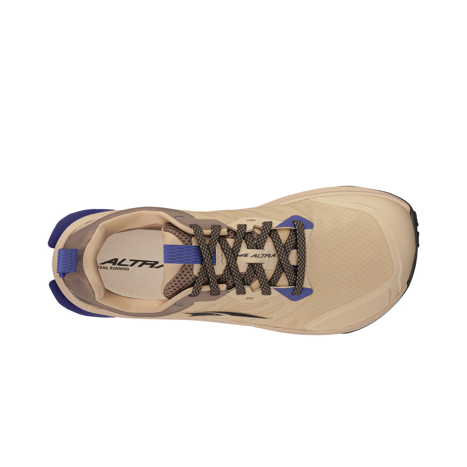 Lone Peak 9 - Women trail running shoe by Altra Footwear in beige with blue, durable upper, lightweight midsole, enhanced grip outsole for adventure