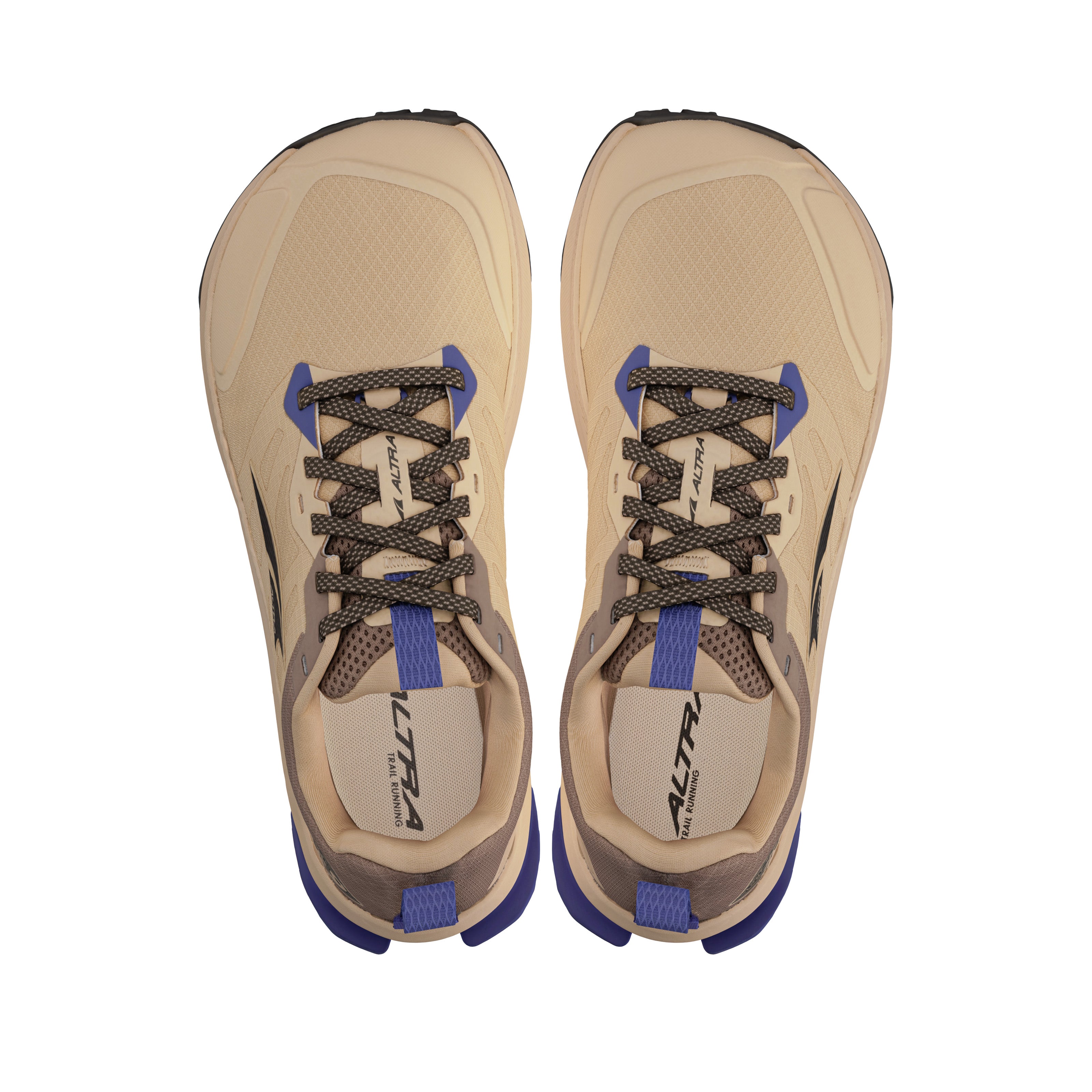 Lone Peak 9 - Women beige and blue trail running shoes by Altra Footwear with durable upper, lightweight midsole, and improved outsole grip
