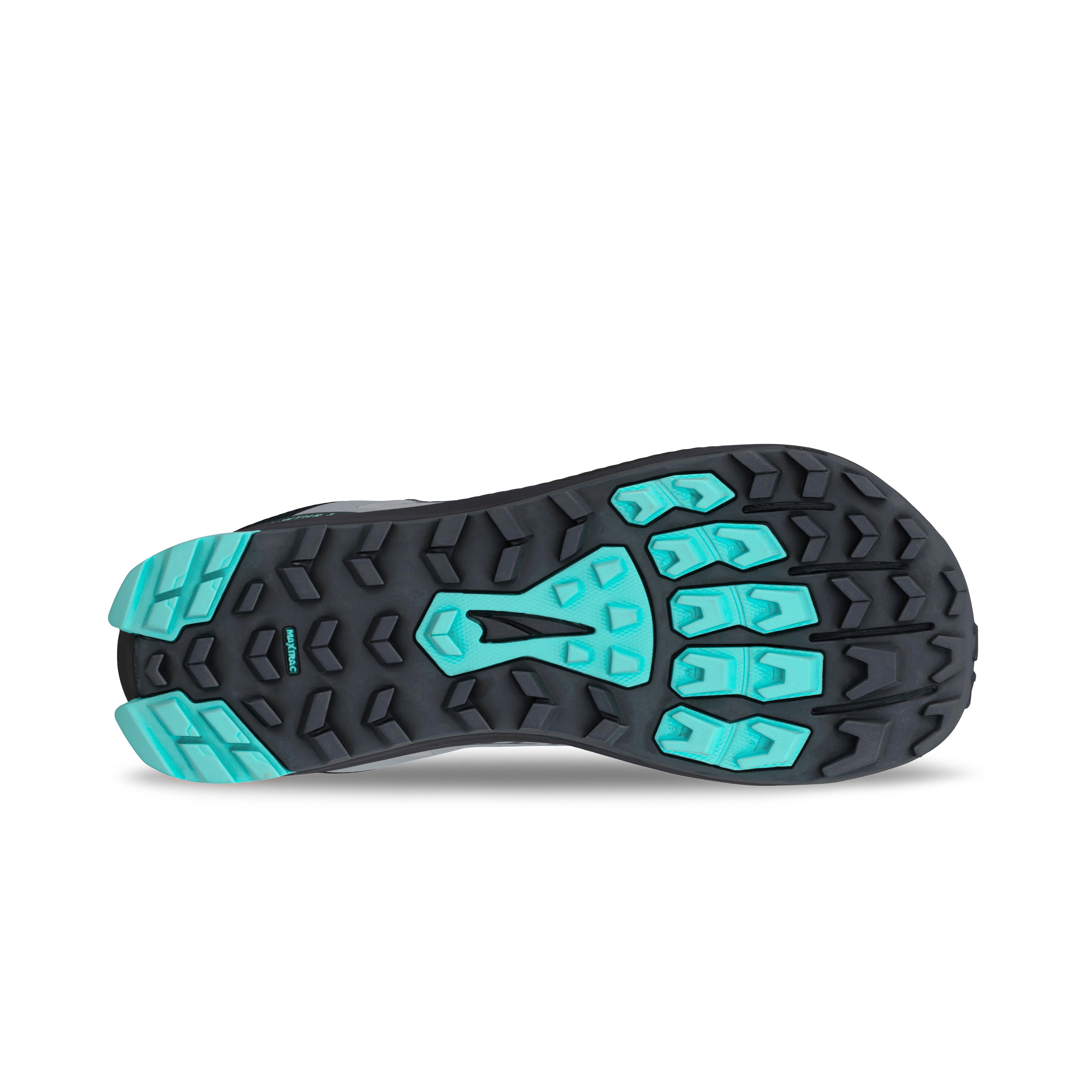 Lone Peak 9 Waterproof Low - Women by Altra Footwear in black and teal with durable sole for lightweight waterproof hiking and thru-hiking